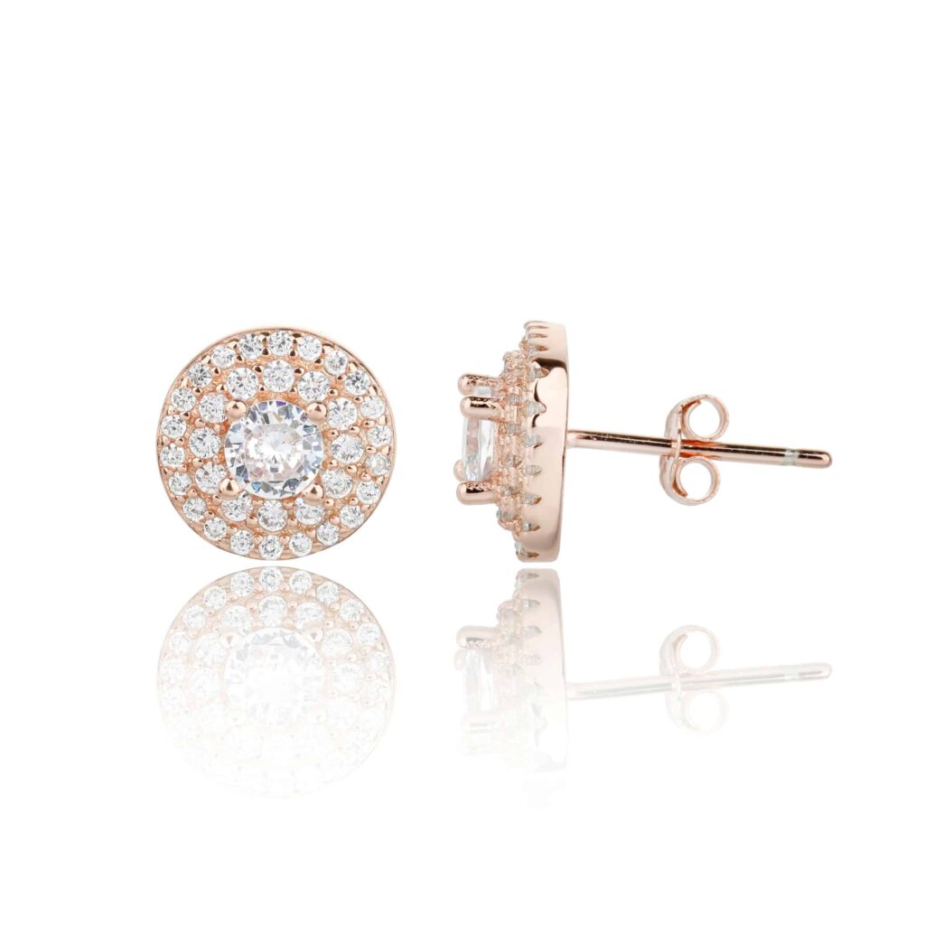 עגילים עגולים עם אבני זירקון