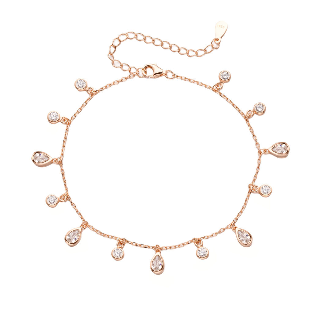 תכשיט אלגנטי לאישה צמיד רוז גולד לרגל