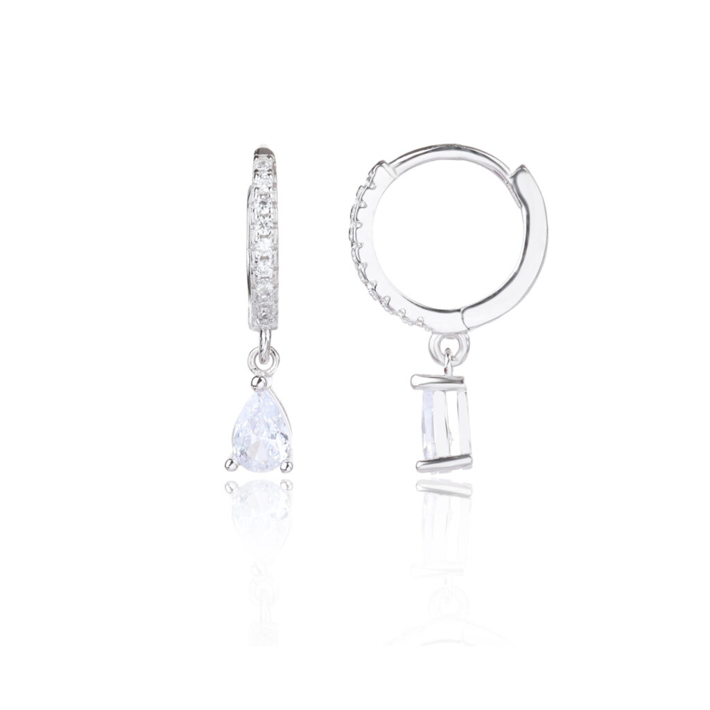 עגילי חישוק כסף אמיתי עם תליון